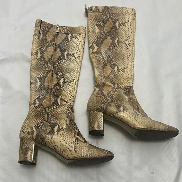 POUR LA VICTOIRE LEATHER SNAKESKIN KNEE HIGH BOOTS SIZE 8.5 - Picture 1 of 13
